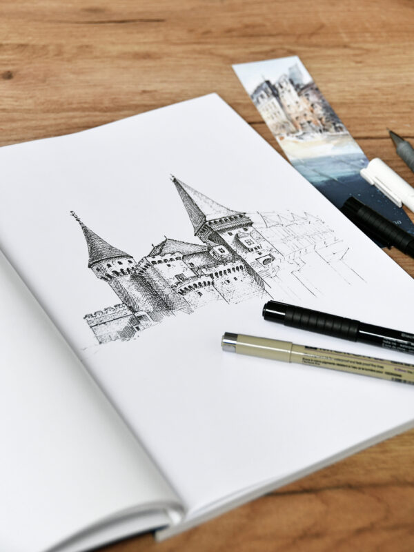 artistic notebook with illustrated cover