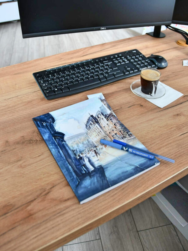 artistic notebook with illustrated cover