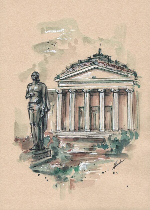 Watercolor Art Collection - Decorative Detail, The Romanian Athenaeum