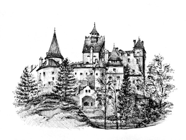 The Bran Castle - Original ink illustration