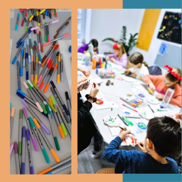 atelier de creație pentru copii, desene realizate cu markere