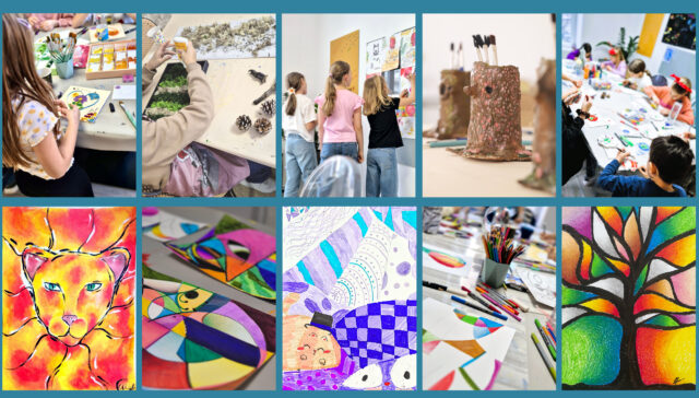 art class for children, collage with images from our classes